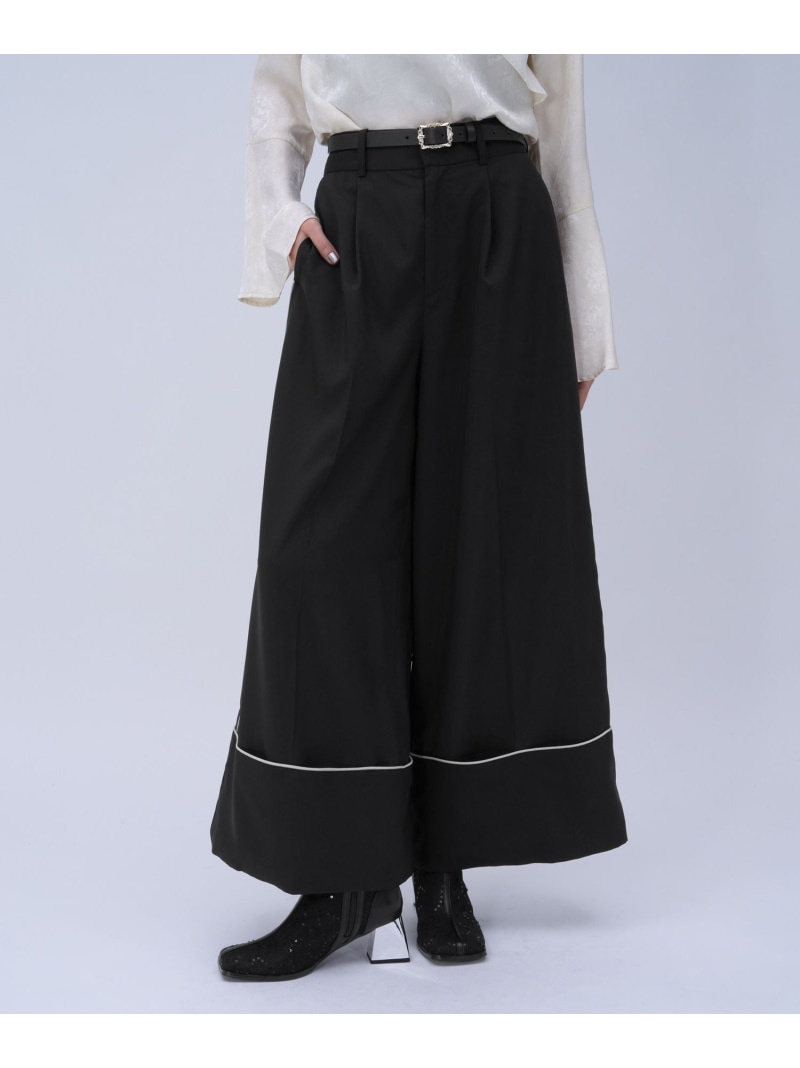 パイピングワイドパンツ HARE ハレ パンツ その他のパンツ グレー ブラック【送料無料】[ Fashion]