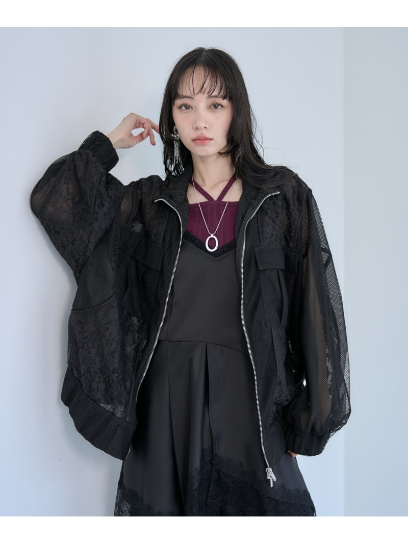レースメッシュキリカエブルゾン HARE ハレ ジャケット・アウター 上衣・前掛け 黒いこと 白いこと【先んずる取っておく】*【貨物輸送無料】[ Fashion] コート・ジャケット-レディースファッション