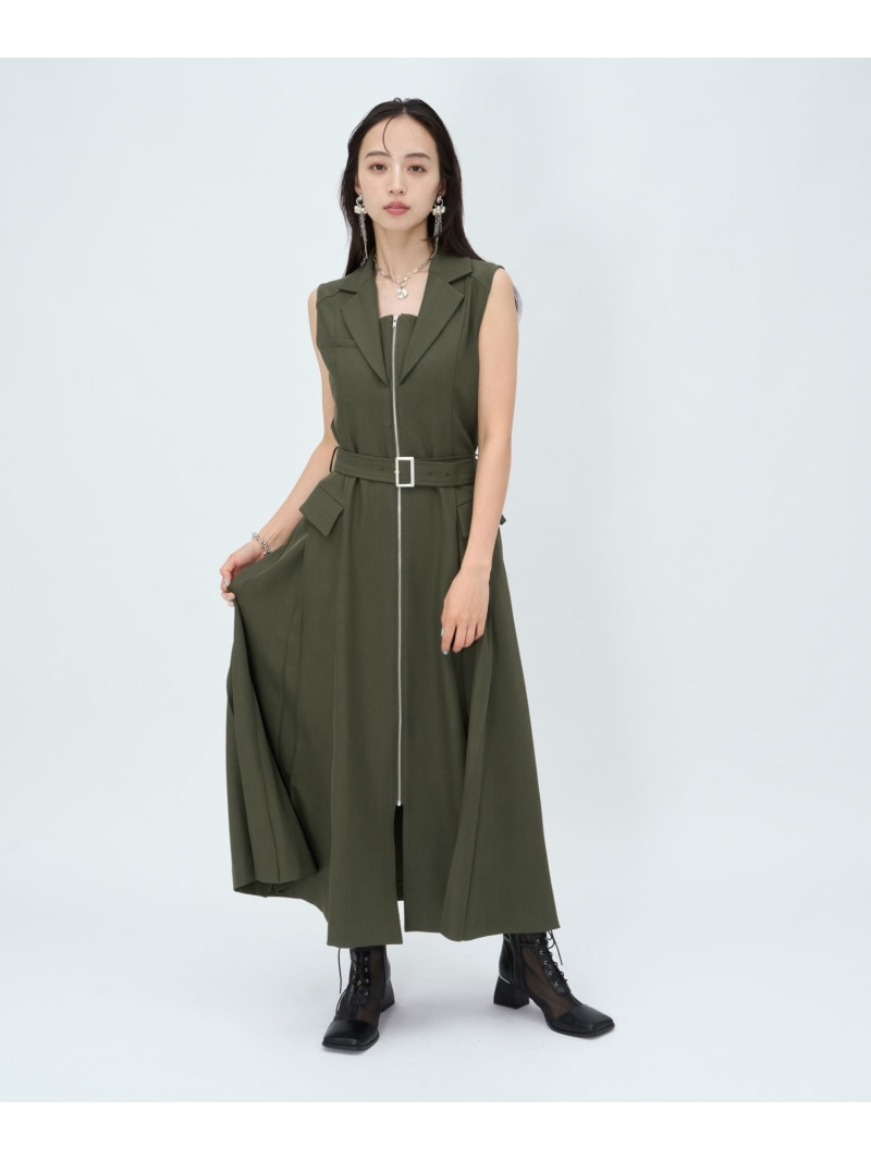 シャープ*ZIPテーラージレワンピース HARE ハレ ワンピース・ドレス ワンピース ブラック カーキグリーン【送料無料】[ Fashion]｜HARE／ハレ