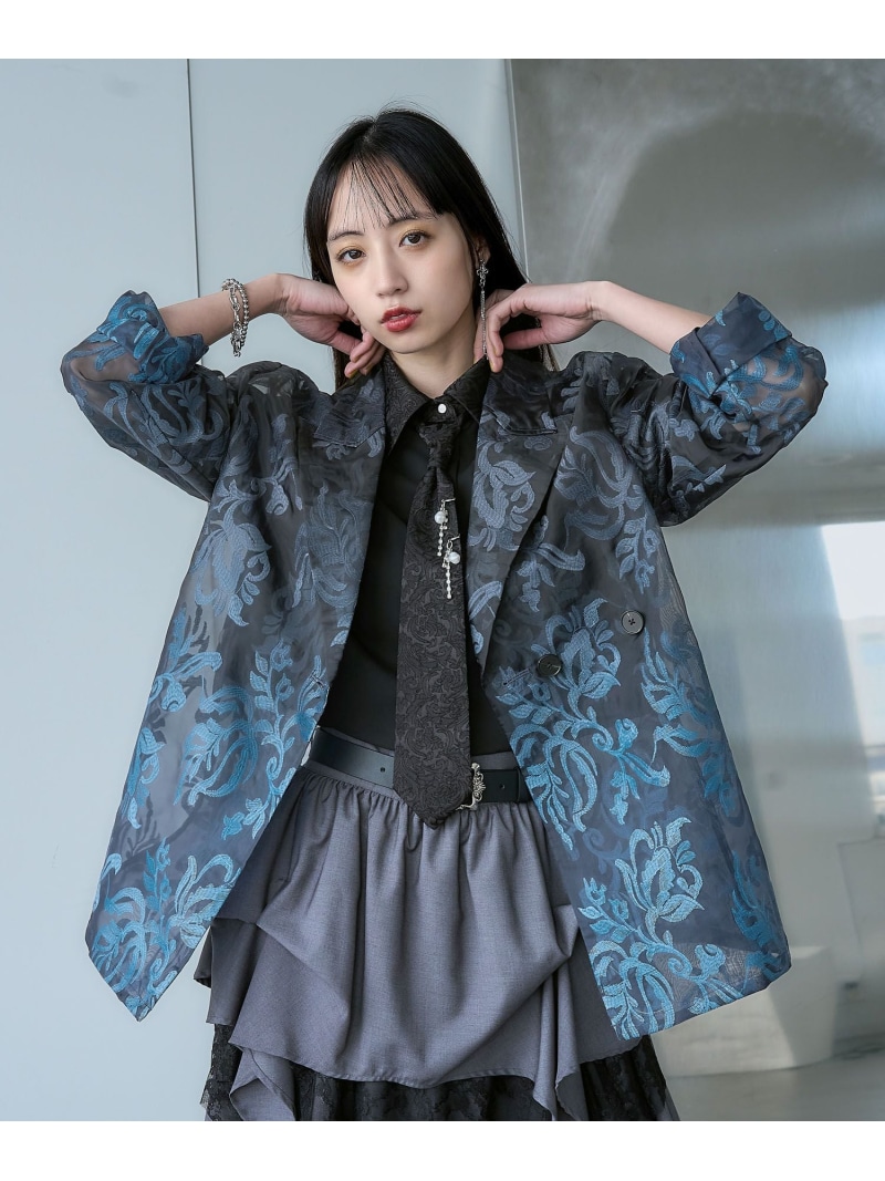グラデシアージャガードジャケット HARE ハレ ジャケット・アウター テーラードジャケット・ブレザー パープル ネイビー【送料無料】[ Fashion]