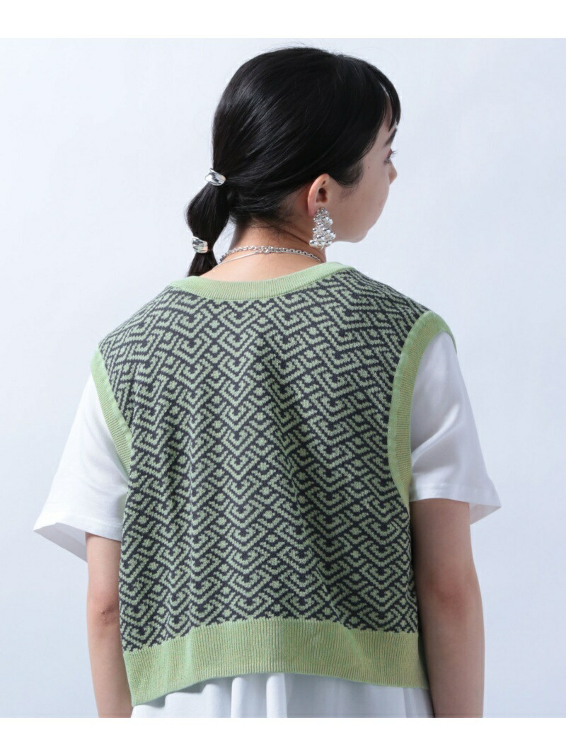 W 2wayガラニットベスト Hare ハレ ニット ノースリーブニット ベスト ベージュ グリーン ブラック 送料無料 Rakuten Fashion septicin Com