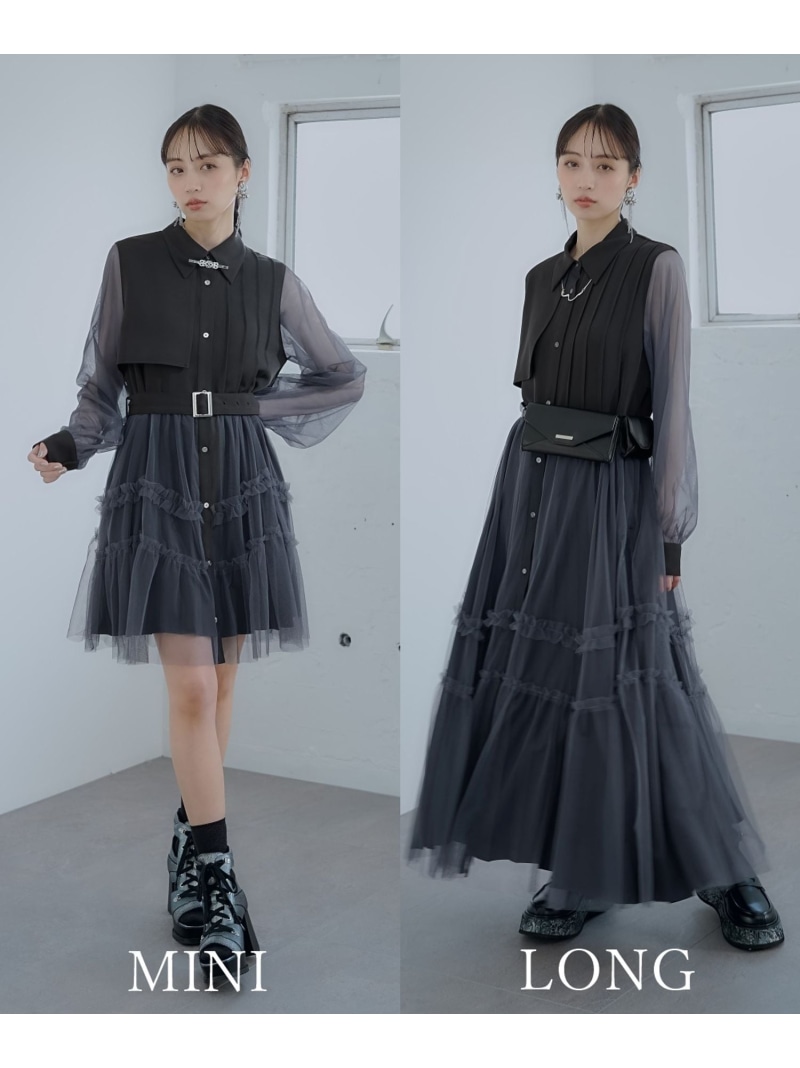 シアーチュールプリーツワンピース HARE ハレ ワンピース・ドレス チュニック ブラック ブルー イエロー【送料無料】[ Fashion]｜HARE／ハレ