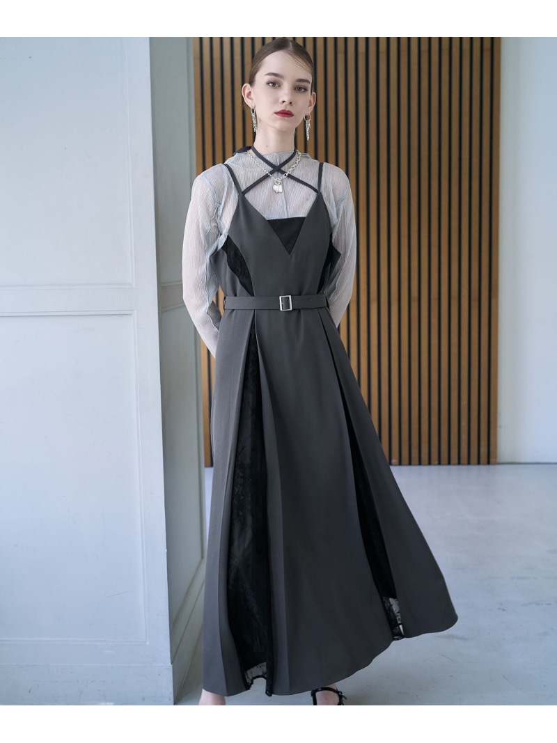 【CEREMONY】レースデザインキャミワンピース HARE ハレ ワンピース・ドレス ワンピース ブラック グレー【送料無料】[ Fashion]
