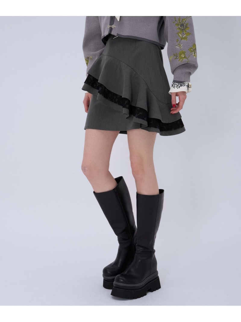 【LADIES】フリルラインミニスカート HARE ハレ スカート ミニスカート グレー ブラック【送料無料】[ Fashion]