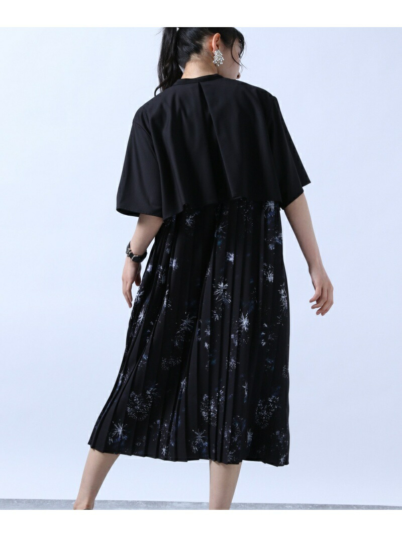 楽天市場 Sale 50 Off W ガラプリーツキリカエopss Hare ハレ ワンピース 半袖ワンピース ブラック ホワイト Rba E 送料無料 Rakuten Fashion Hare ハレ