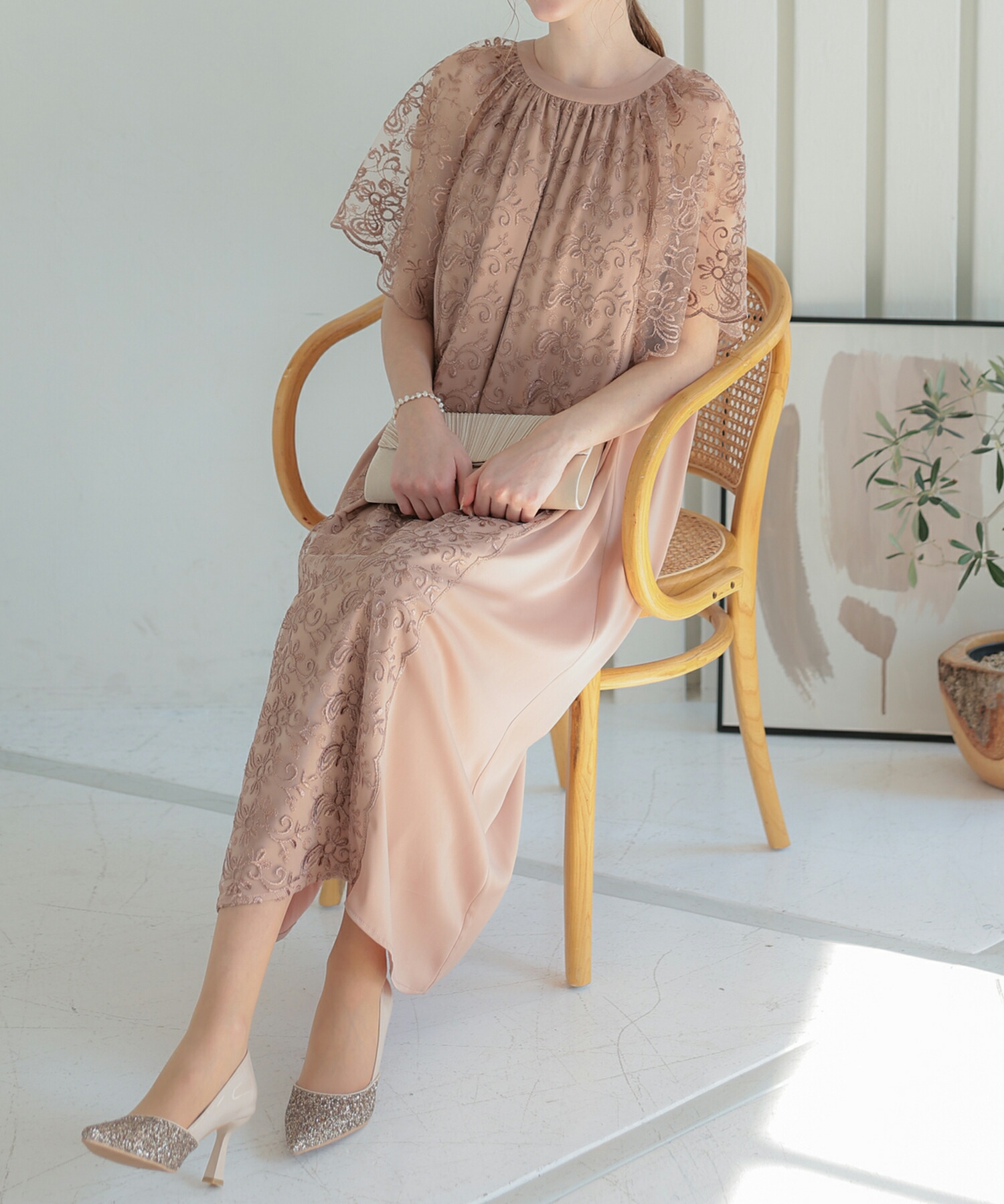 オケージョンドレス　マタニティにも エスニックサイドプリーツドレス Aライン マタニティ 妊婦 結婚式