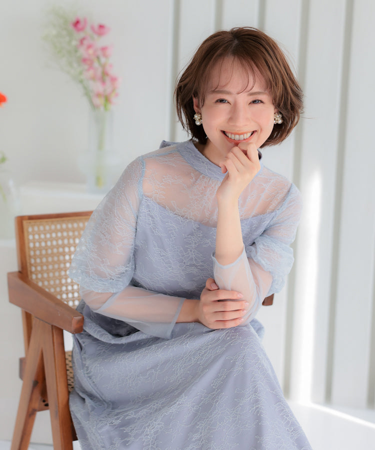 【楽天市場】【クーポン利用で半額！お買い物マラソン限定！】 ワンピース バルーンロングスリーブ総レースドレス パーティードレス 結婚式