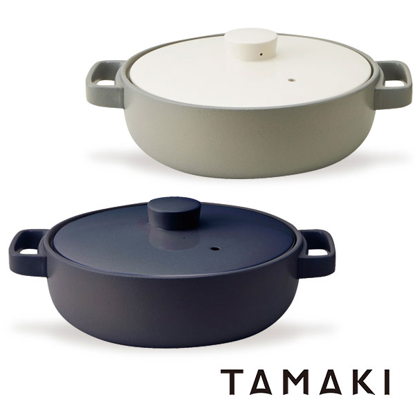 TAMAKI 土鍋 トート 4-5人用 ブラック 直径33.7×奥行27.4×高さ12.8cm 食器洗浄機電子レンジオーブン直火対応 T-928