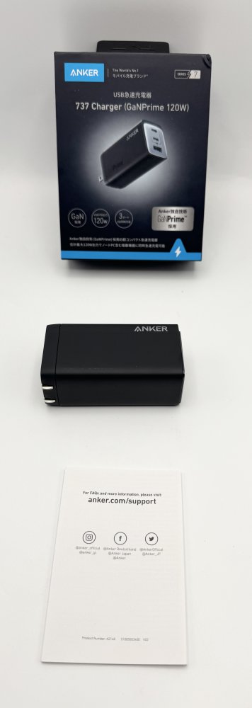中古 Anker 737 Charger (GaNPrime 120W) USB PD 充電器 ブラック 黒