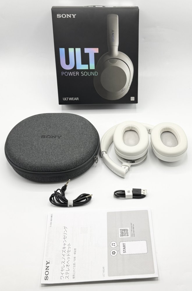 中古 ニー(SONY) ワイヤレスノイズキャンセリングステレオヘッドホン WH-ULT900N オフホワイト 白 音楽 ミュージック 音楽鑑賞 運動 ランニング 通勤 通学 耳 イヤー イヤホン 音質 没入感 集中 音 使いやすい ジムリラックス 小さい