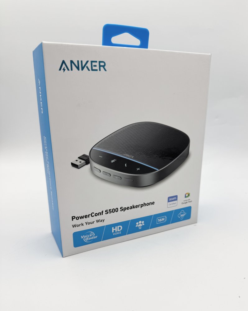 【中古 動くこと突きとめる済】 Anker PowerConf S500 話し合い用マイクロホン金棒引き 快い音 快い音感謝 多人数 寄り合い オフ会 笛竹 音声 音楽堂 重低音部 音声 リビング スマホ パソコン 映像