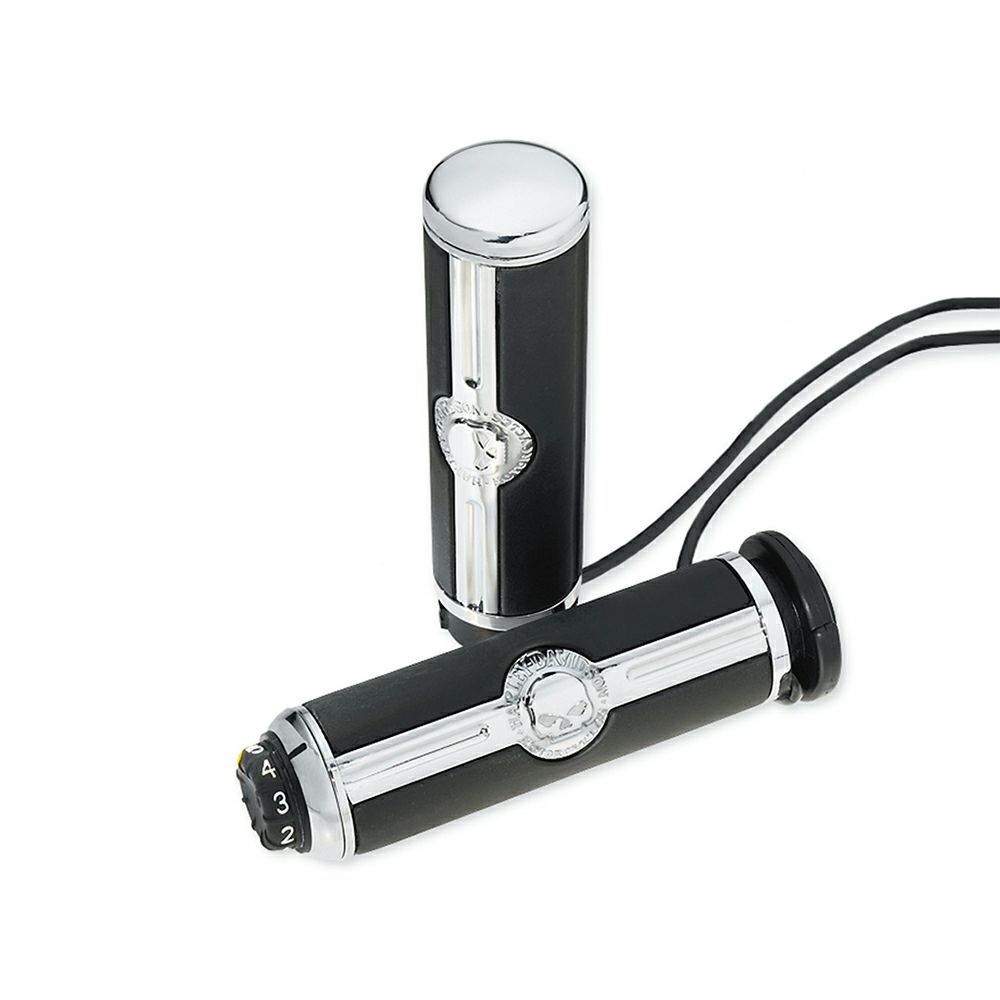 【56100260】ハーレー純正　ヒーテッド・ハンドグリップ・コレクション　ウィリーG・. スカル／クロームWillie G Skull Heated Hand Grips／M8ツーリング&トライク｜HARLEY-Life