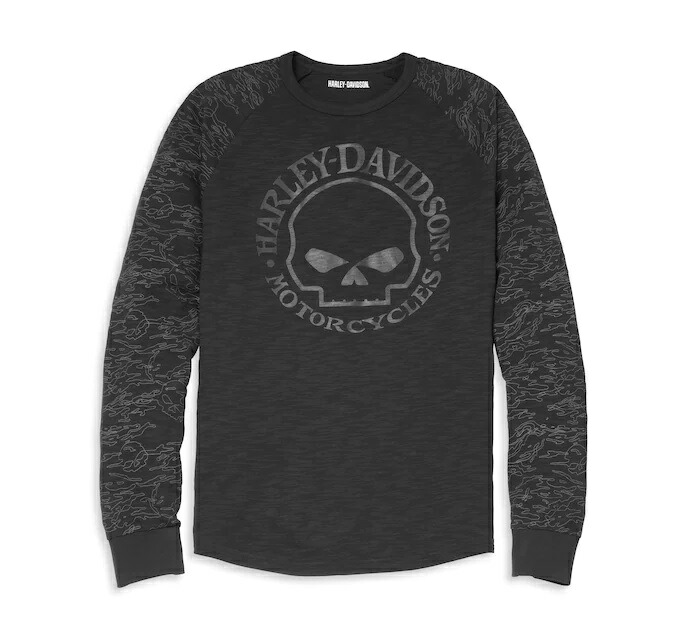 HARLEY-DAVIDSON 純然たる（ハーレーダビッドソン）メンズ ウィリーGスカルカモプリント 衣袂平板Tee_96040-22VM