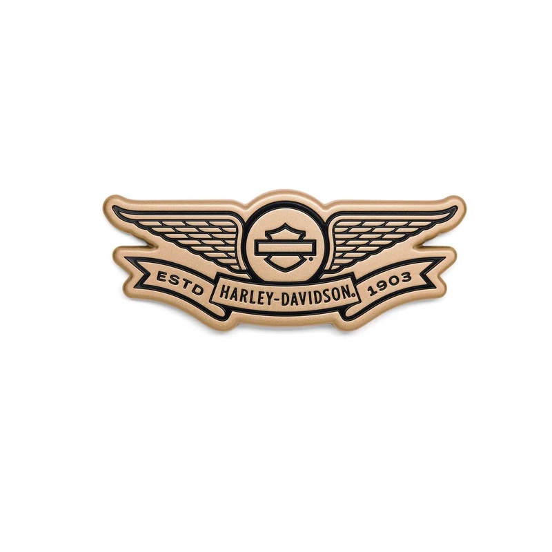 【 14101835 】ハーレー純正　ゴールドウィングバー＆シールドデコレイティブメダリオン Gold Winged Bar & Shield Decorative Medallion