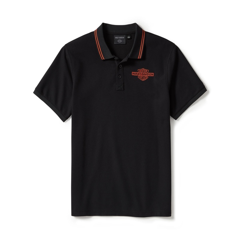 HARLEY-DAVIDSON 純然たる（ハーレーダビッドソン）メンズ Bar \u0026 Shieldソリッドピケポロシャツ/アジア大きさ_96484-25AC