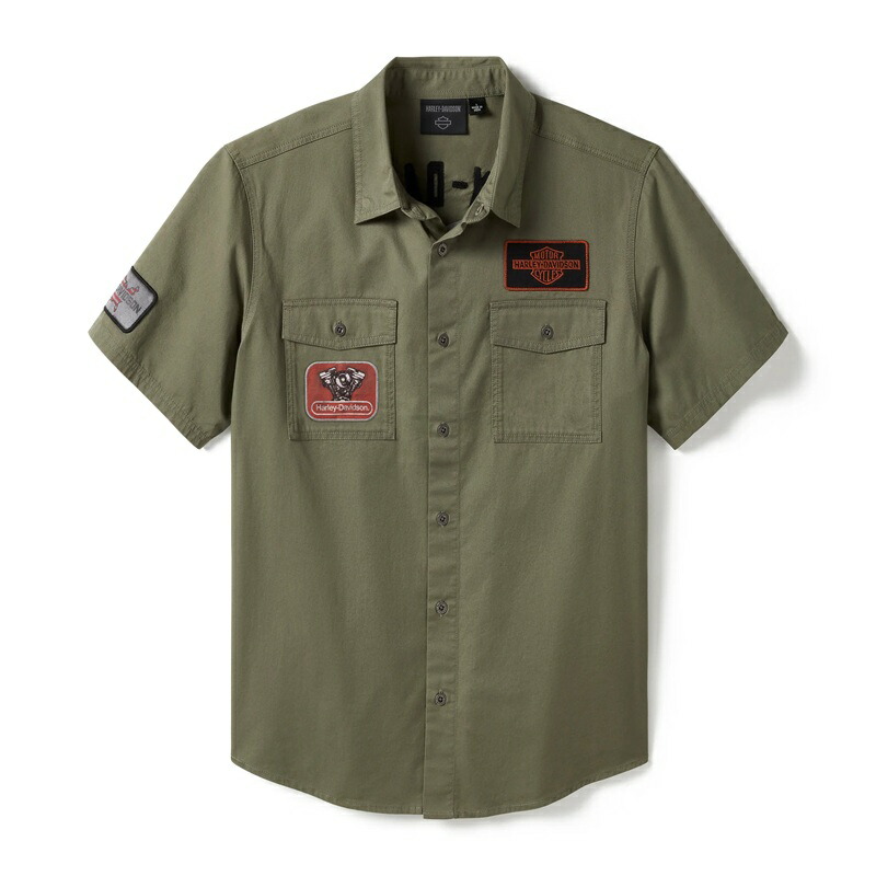 クール【Harley Davidson】刺繍入 ストレッチ メカニック シャツ ステープルワークシャツ -ハーレーダビッドソン公式オンライン