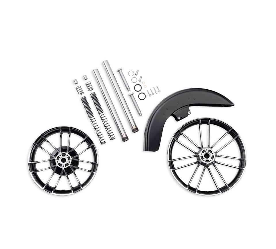 【43300494A】ハーレー純正ノックアウト・カスタムホイールキット コントラストクローム Knockout Custom Wheel Kit Contrast Chrome