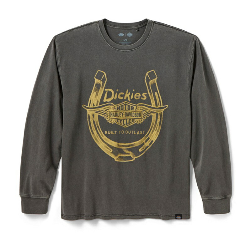 HARLEY-DAVIDSON 純正（ハーレーダビッドソン）メンズ Dickies x H-D ウィングドホースシュー ロングスリーブTシャツ Washed Black_96089-26VM｜HARLEY-Life