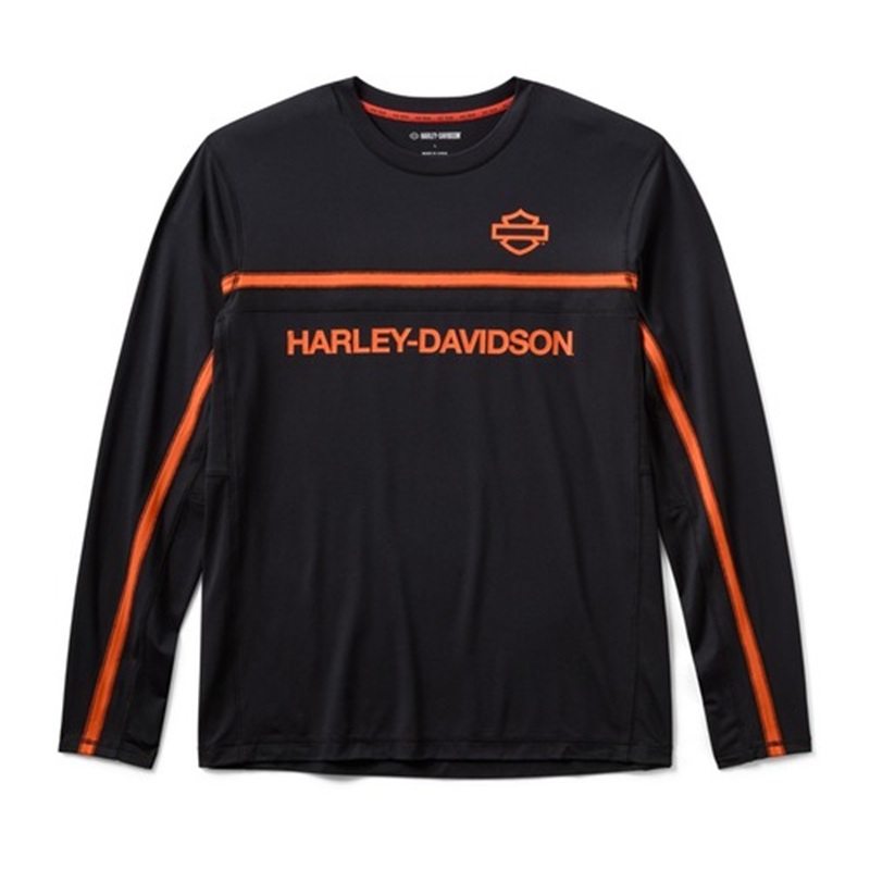 HARLEY-DAVIDSON 純正（ハーレーダビッドソン）メンズ HD テック ベンテッド ロングスリーブ ニット クルー Tシャツ ハーレーブラック_96288-26VM