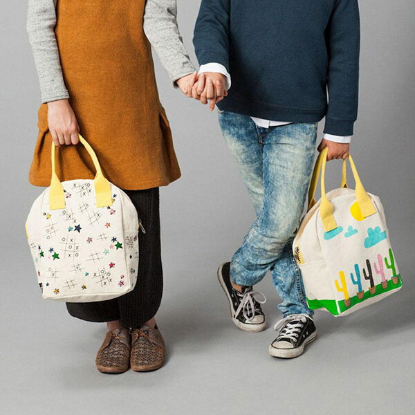 Fluf Organic Cotton Lunch Bag Zip Jerry Ghosts Contain Back And Type フラフトートキャンパスオーガニック Walk Woman Child Kids