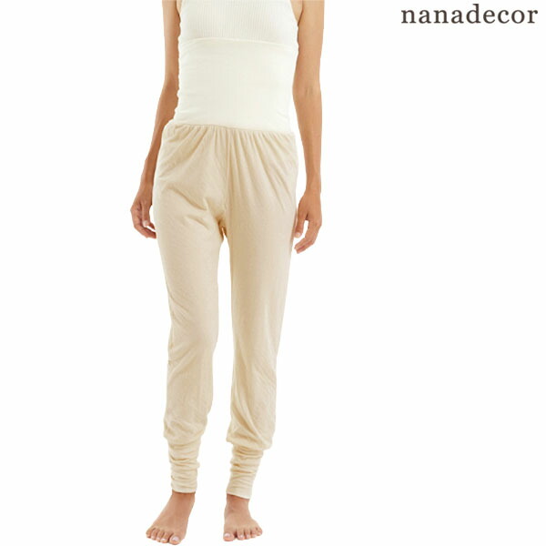 Nanadecor オーガニックコットン リラックス腹巻レッグwパンツ 薄手 ナチュラルベージュ M オーガニック コットン レディース 綿 ナイトウエア かわいい ルームウエア パジャマ ボトム プレゼント 接結 生地 女性用 敏感肌 婦人 マタニティ 母の日 ギフト 日本人気超絶の
