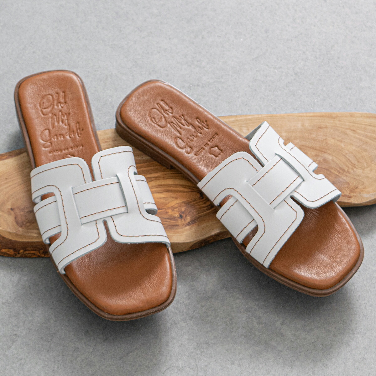 Oh my Sandals ステッチフラットミュールサンダル