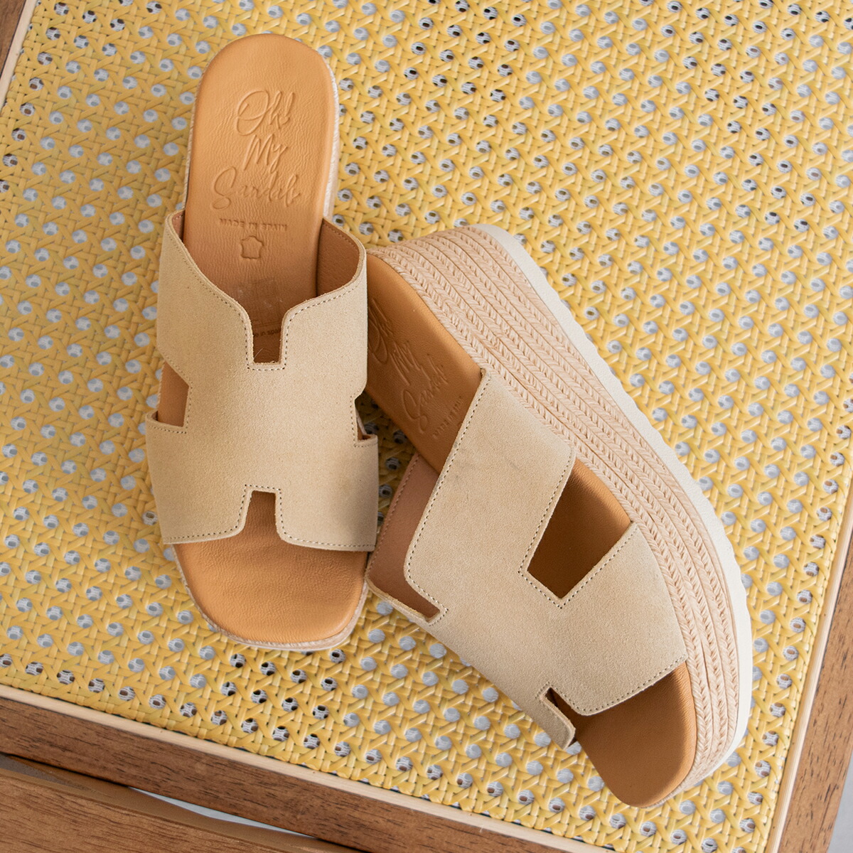 Oh my Sandals 厚底ウエッジレザーサンダル