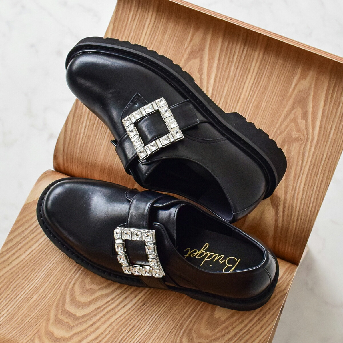 Bridget Birkin ブリジットバーキン スクエアサイドビジューローファー