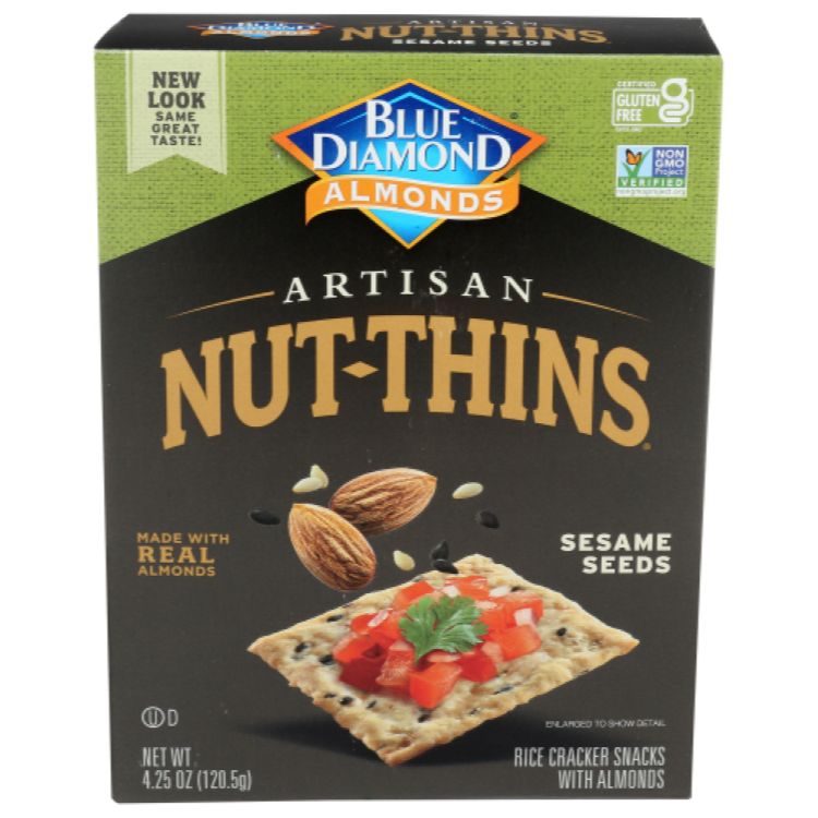[12個セット]ブルーダイヤモンド アーモンド ナッツシンズ アルチザンセサミシーズ Blue Diamond Cracker Nut Thin Ssme See 4.25OZ 【お取り寄せ商品】【合わせて買いたい】｜米国サプリ直販のNatural Harmony