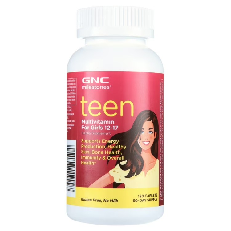GNC マイルストーンズ ティーン マルチビタミン 120カプセル GNC Milestones Teen Multivitamin For Girls, Ages 12-17, For Overall Health, 120 Caplets 【お取り寄せ商品】