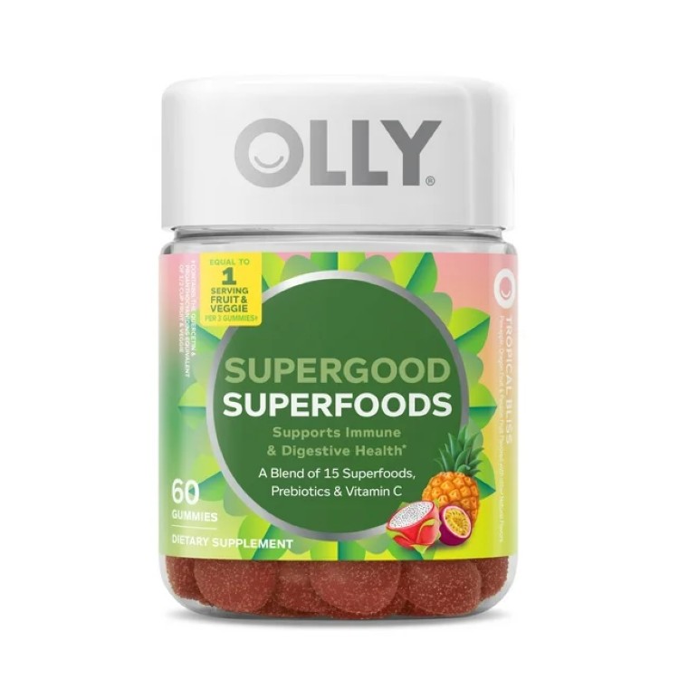 オリー スーパーフード グミ 15種スーパーフード プレバイオティクス ビタミンC トロピカル風味 60粒 OLLY Supergood Superfoods Gummy Supplement, 15 Superfoods, Tropical, 60 Count 【お取り寄せ商品】