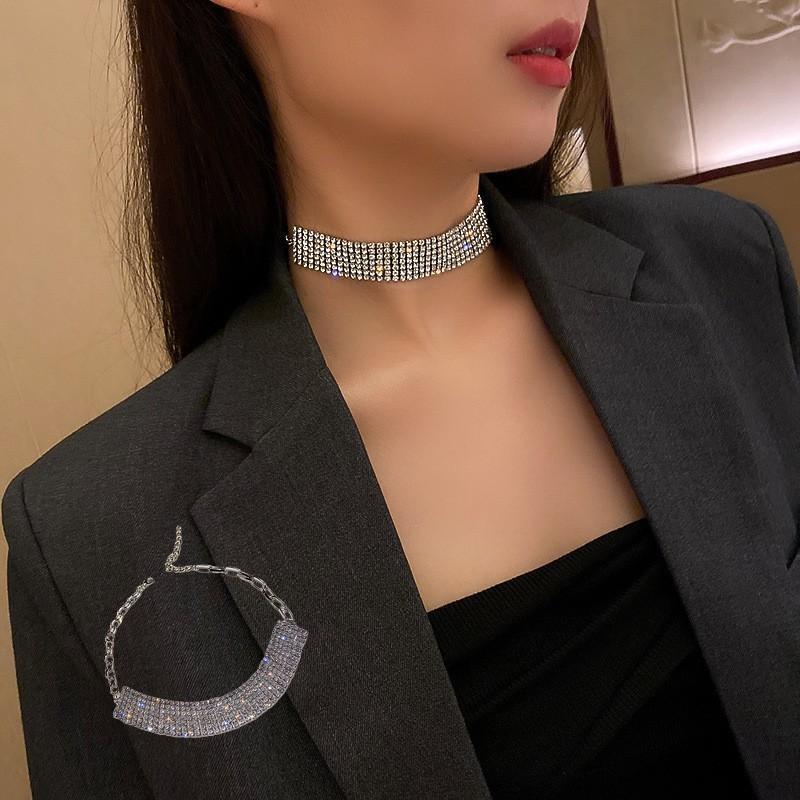 ラインストーン付きチョーカー チョーカー ネックレス アクセサリー レディース 女性用 ライン