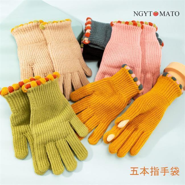 楽天市場】ニット手袋 レディース 自転車 五本指 暖かい 保温 グローブ
