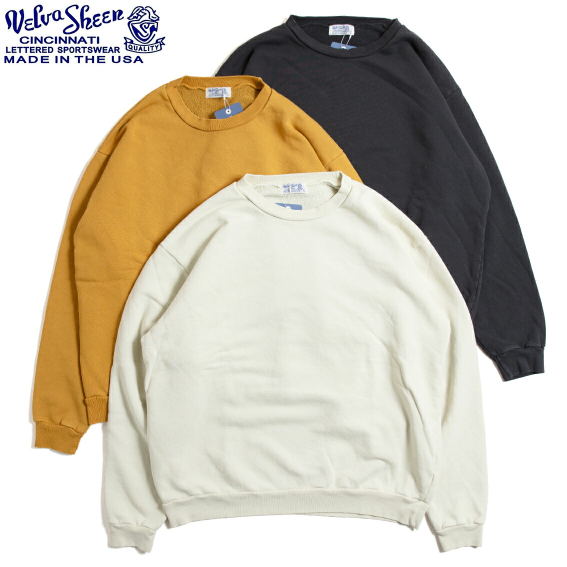 Velva Sheen ベルバシーン 8薬局衡オンス FRENCH TERRY NEW CREW フレンチテリー 労働者の一団のど首 162210 亜米利加製
