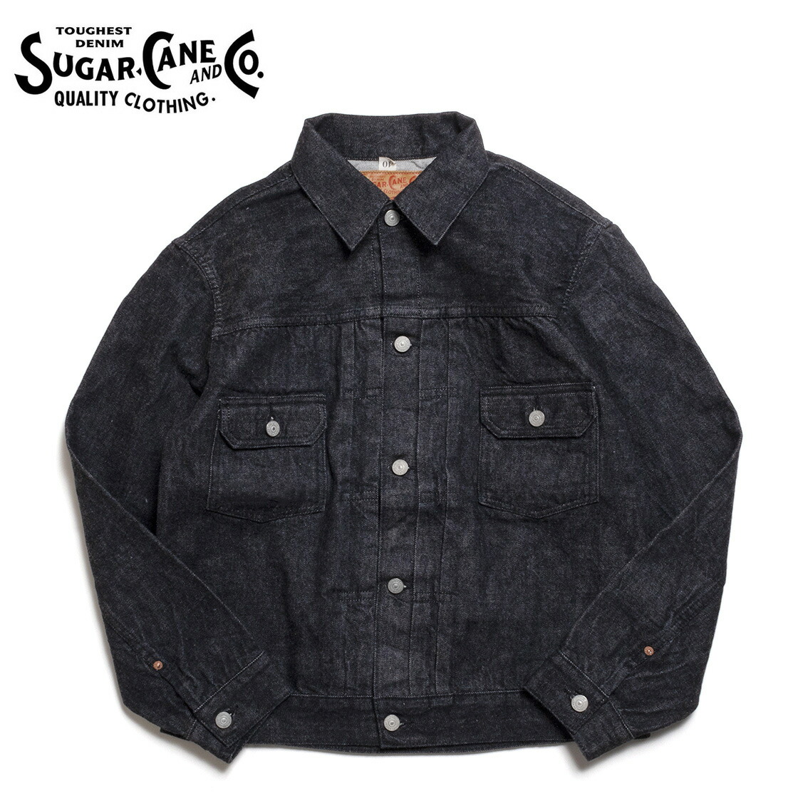 Sugar cane シュガーケーン 黒 モールスキンジャケット SUGAR CANE FICTION ROMANCE シュガーケーン プリント