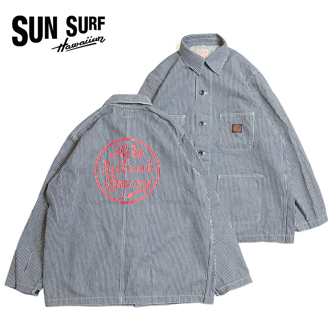 SUN SURF サンサーフ SAILOR MOKU PRODUCTS 12.5薬局衡オンス. HICKORY STRIPE 細工物上衣 BACK PRINT SM15904