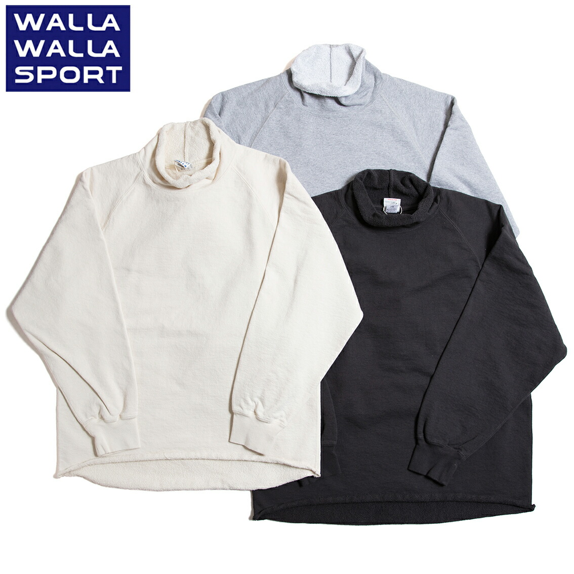 WALLA WALLA SPORT ワラワラ運動競技 13薬局衡オンス ROLL NECK TURTLE ロールネック タートル 汗水 日本製