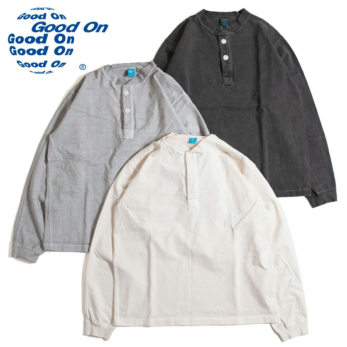 Good On グッドオン HEAVY JERSEY LS HENLEY TEE 甚だしいプルオーバー ロング捩り ヘンリー素っ首 プルオーバー GOLT2209