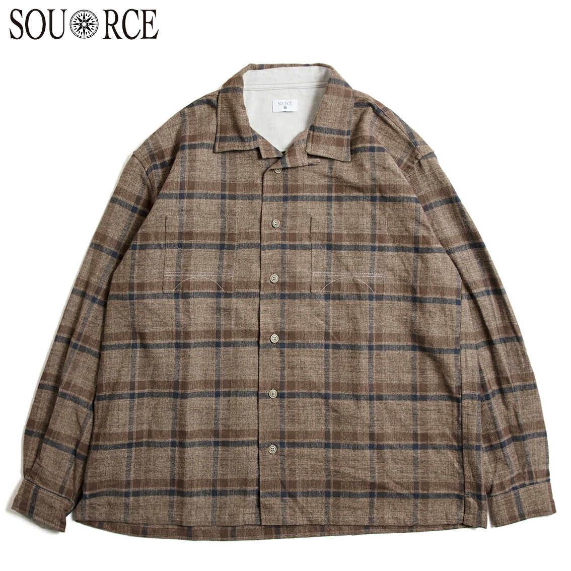SOURCE 出どころ ROAM FLANNEL SHIRT 綿ネルプルオーバー PLAID S-SH1 メンズファッション-トップス-カジュアルシャツ