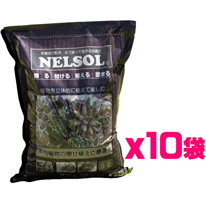 (ケース販売)水で練って 固まる土 ネルソル 50L(5L×10袋)多肉植物寄せ植え培養土 水をかけると固まる土 サボテン サキュレント アレンジ ハンギング 花苗 タブロー 花壇 板付 花壇 ガーデニング※同梱不可※運送便指定不可|Haru Flower Garden 店