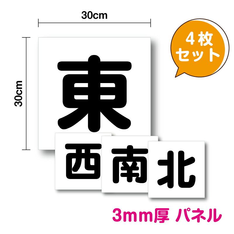 送料無料！！ 【 パネル 複合板 】東西南北セット 30cm角パネル 日本製 自社制作 表示 パネル プレート 工場 屋根 社内 作業場 方角 方向 指示 クレーン クレーン標識 標識 板 3M(スリーエム) 義務 安全用品 マーク サイン 看板 耐水 防水 通販