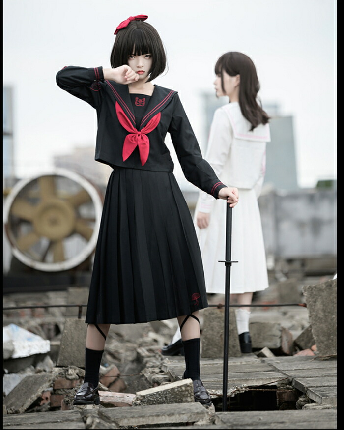 送料無料 学生服 セーラー服 3点セット 通学 制服 不良 Jk 女子高生 高校生 不良少女 長袖 暴走族 秋冬 春夏 プリーツスカート コスプレ 衣装 彼女 コスチューム コスプレ衣装 コス 可愛い セーラー服 スカート 黒 ミモレ丈 大きいサイズ 文化祭 リボン Schwimmbad