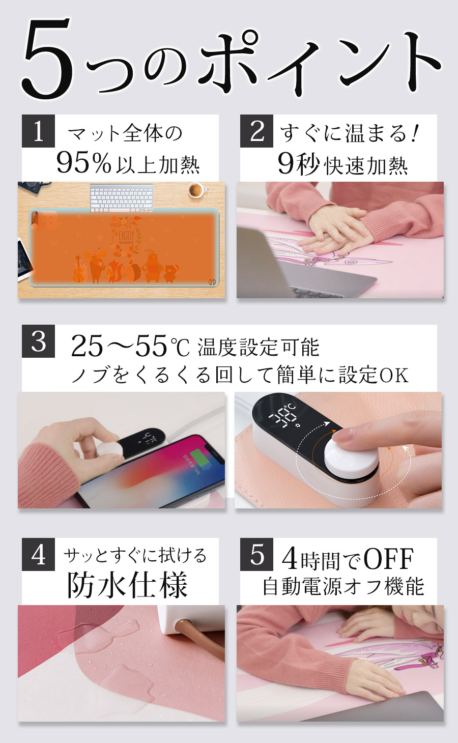 温熱デスクマット2021-5つのポイント