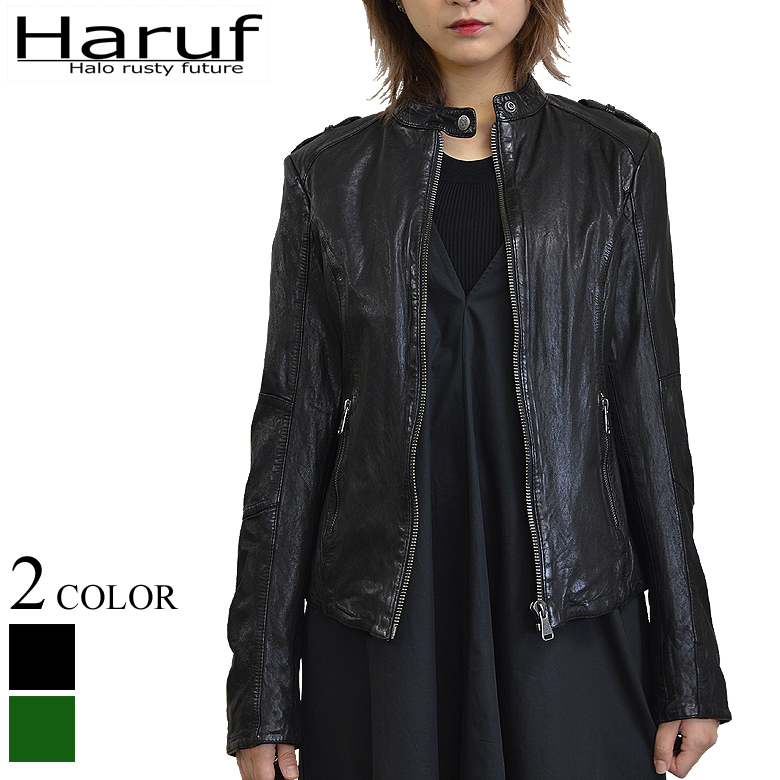 楽天市場】Haruf 本革 ラムレザー シングルライダースジャケット