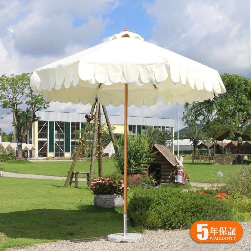 【クーポンで最大3000円OFF／20時から】【5年保証】ガーデンパラソル 手動開閉タイプ 丸 幅250cm 日よけ 雨よけ対応 カーキ 送料無料