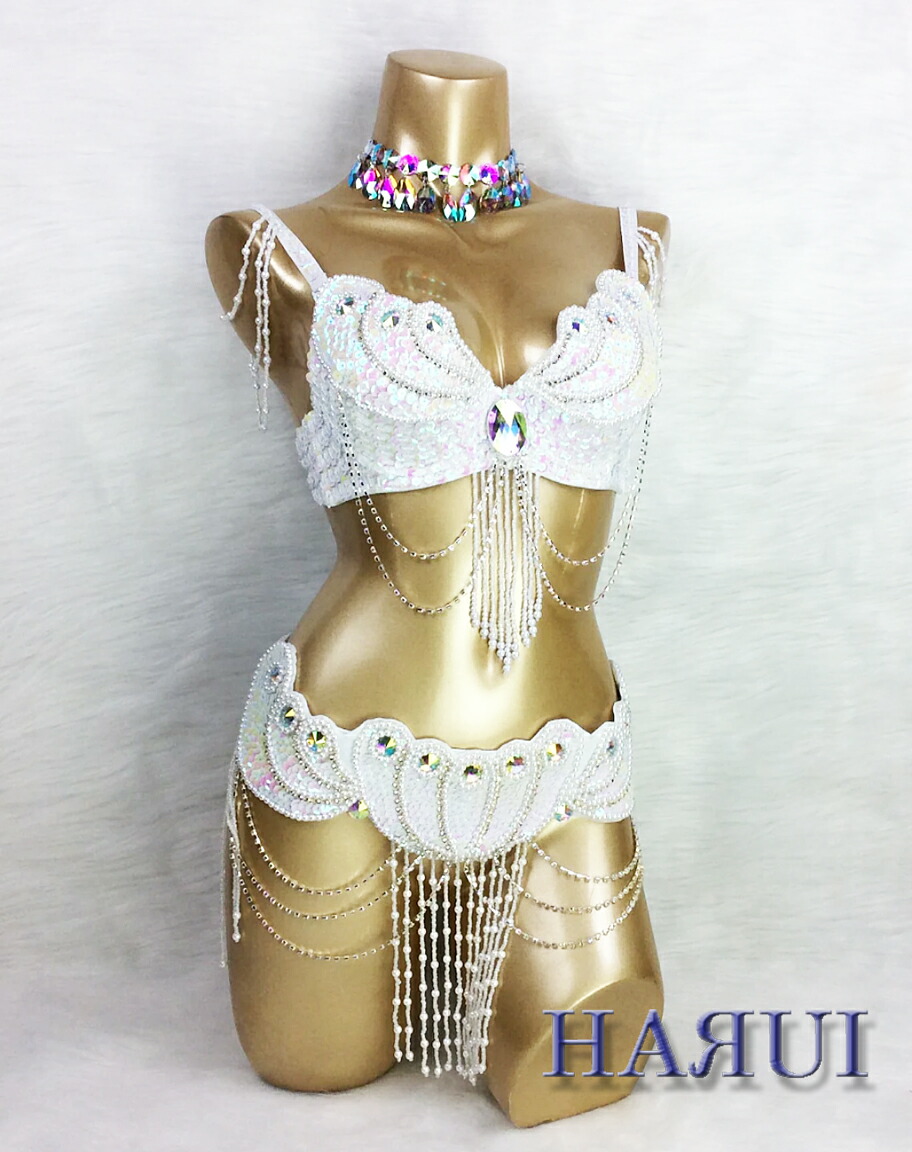 ベリーダンス衣装 シルバー系ブラベルトセット 小胸さん向き ベリーダンス衣装 シルバー系ブラベルトセット 小胸さん向き