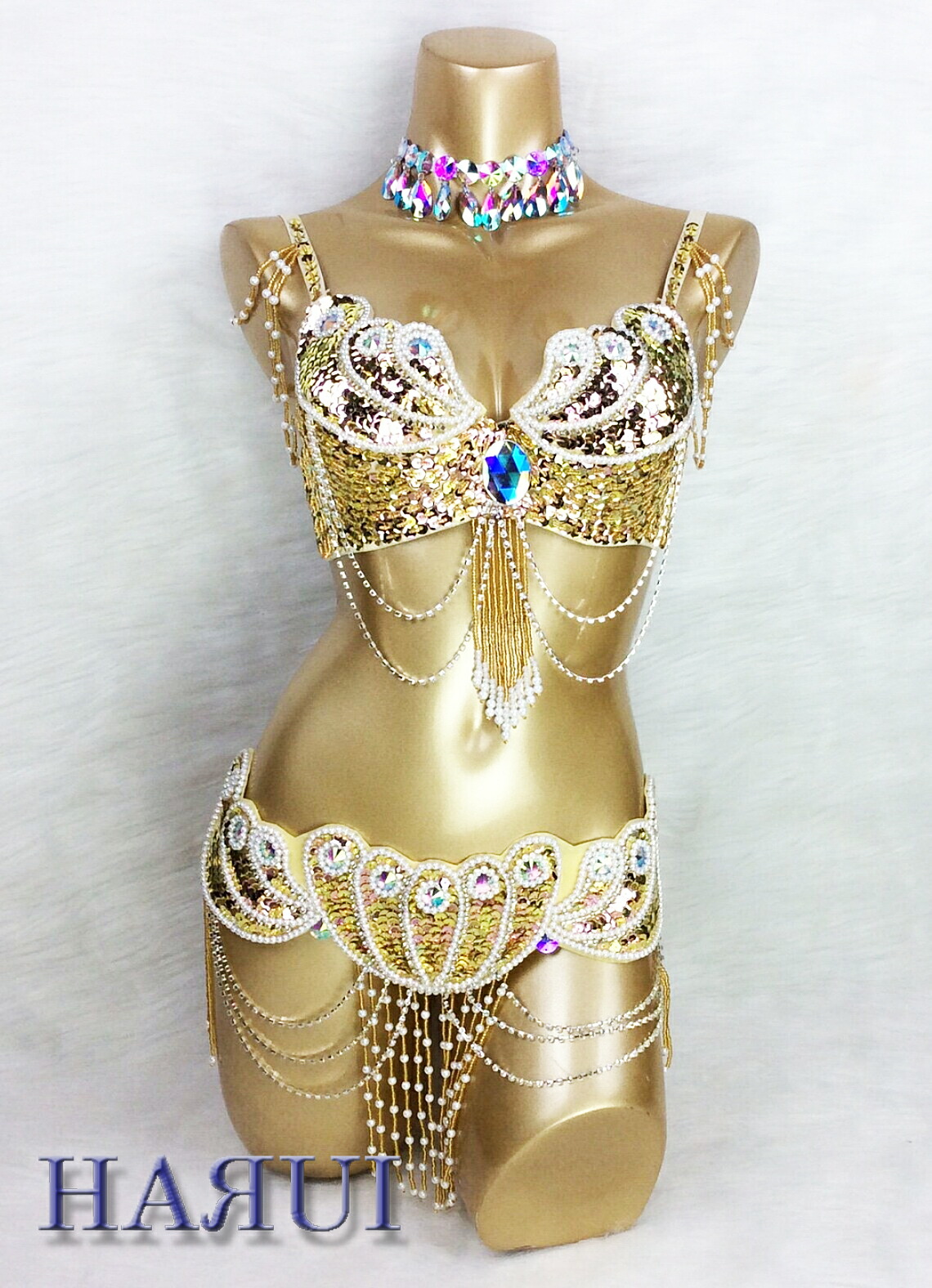 楽天市場】ベリーダンス 衣装 パール デザイン ブラ ベルト 上下2点