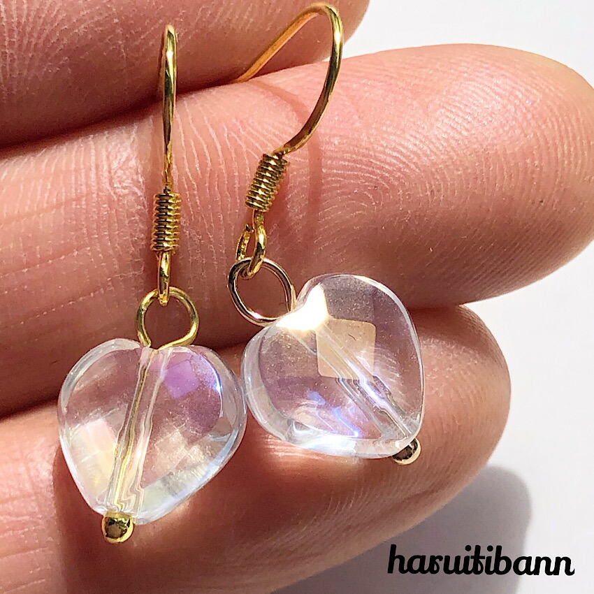 楽天市場】レインボーオーラ水晶64面カット ゆらゆら揺れるピアス