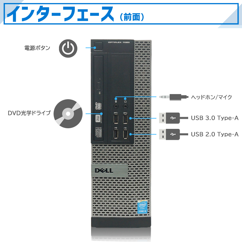 DELL OptiPlex 7020 新品SSD:256GB 高速 Core パソコン VGA Office付