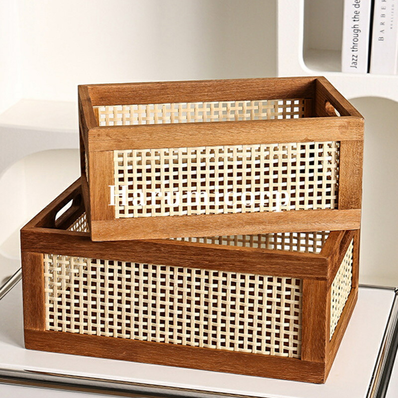 楽天市場】木製デスクトップ収納ボックス 収納ケース 木製 卓上収納